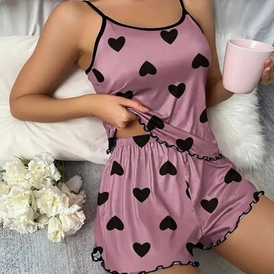 Set de pijamale din două piese de vară pentru femei Lenjerie sexy Lenjerie casual Camisole Topuri și pantaloni scurți Îmbrăcăminte pentru acasă