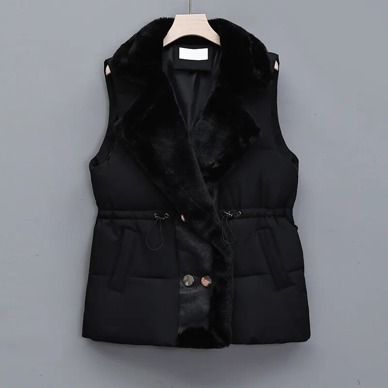 2024 őszi tél új pehely pamut párnázott mellény dzseki női koreai ujjatlan öltöny gallér derékmellény rövid kabát női felsők