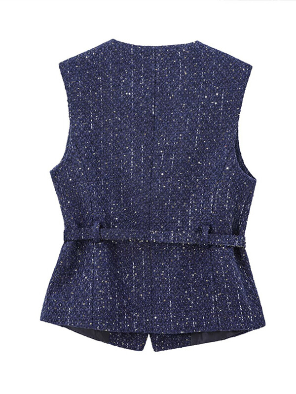 Elegantsed vöövestid, naiste ümara kaelusega üherealised varrukateta topid, naiste 2024. aasta soliidne mood nööbiga, pehme litriga vest.