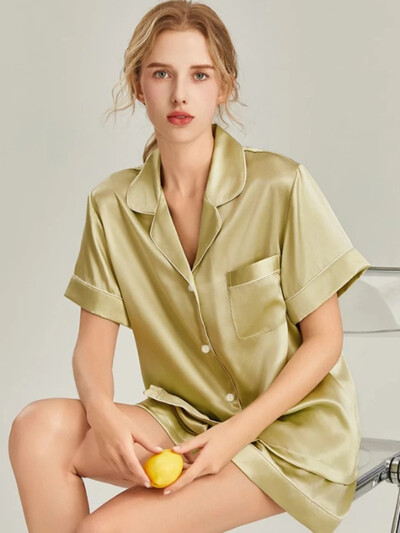 Tömör hálóruha női műselyem pizsama szettek nyári koreai divat Piiama 2 részes éjszakai ruhák alvó otthoni öltönyökhöz