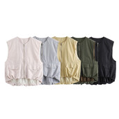 Willshela moteriška mada su kišenėmis, klostuota priekinė liemenė su užtrauktuku Liemenė be rankovių Striukės be rankovių Vintažinė liemenė su iškirpte kakleliu Moteriški prašmatnios apatinės kelnės