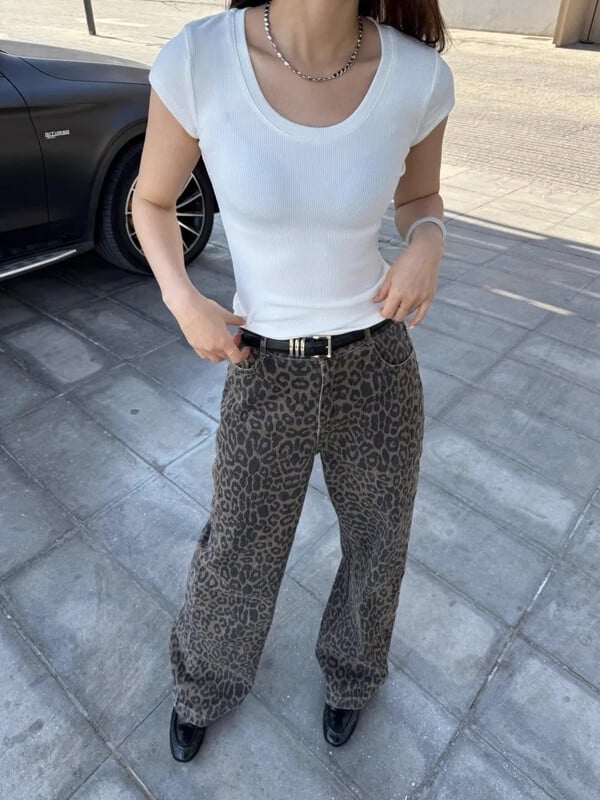 Y2K széles szárú, 2000-es évek farmer nadrág női bő, szürkés, alkalmi nadrágok női High Street Retro magas derekú, egyenes farmernadrág