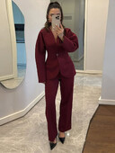 Ikdienas V kakla uzvalks jaka garas bikses komplekts sievietēm Mode ar garām piedurknēm slaids mētelis, taisns bikses uzvalks 2025. gada pavasaris 2 gab.