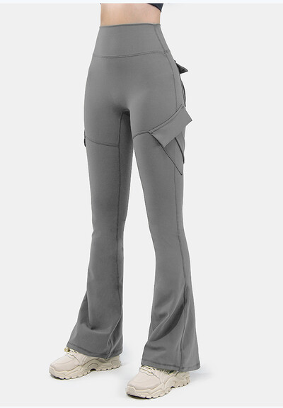 Új Női Alkalmi Bootleg Yoga Pants Plus Size Workout Flere leggings Magas derekú dungarees nadrág zsebekkel Sportruházat