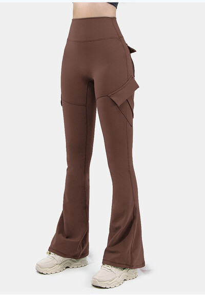 Új Női Alkalmi Bootleg Yoga Pants Plus Size Workout Flere leggings Magas derekú dungarees nadrág zsebekkel Sportruházat