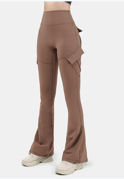 Új Női Alkalmi Bootleg Yoga Pants Plus Size Workout Flere leggings Magas derekú dungarees nadrág zsebekkel Sportruházat