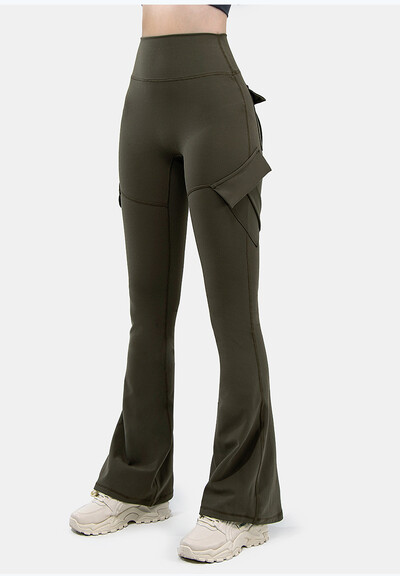 Új Női Alkalmi Bootleg Yoga Pants Plus Size Workout Flere leggings Magas derekú dungarees nadrág zsebekkel Sportruházat