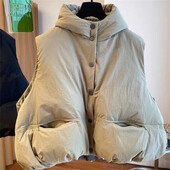 2024. aasta uus korea vest, puhvis jope Naiste talvesoojad vestid, naiste kaelus, moodne sulemantel, naiste lahtine ülisuur ülemõõt