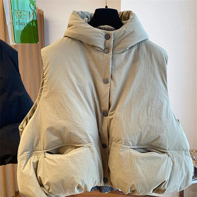 2024. aasta uus korea vest, puhvis jope Naiste talvesoojad vestid, naiste kaelus, moodne sulemantel, naiste lahtine ülisuur ülemõõt