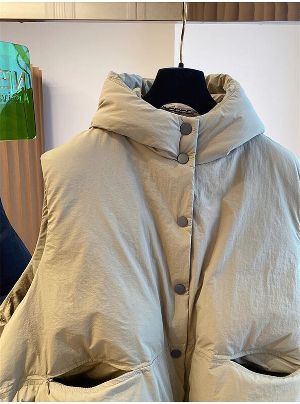 2024. aasta uus korea vest, puhvis jope Naiste talvesoojad vestid, naiste kaelus, moodne sulemantel, naiste lahtine ülisuur ülemõõt