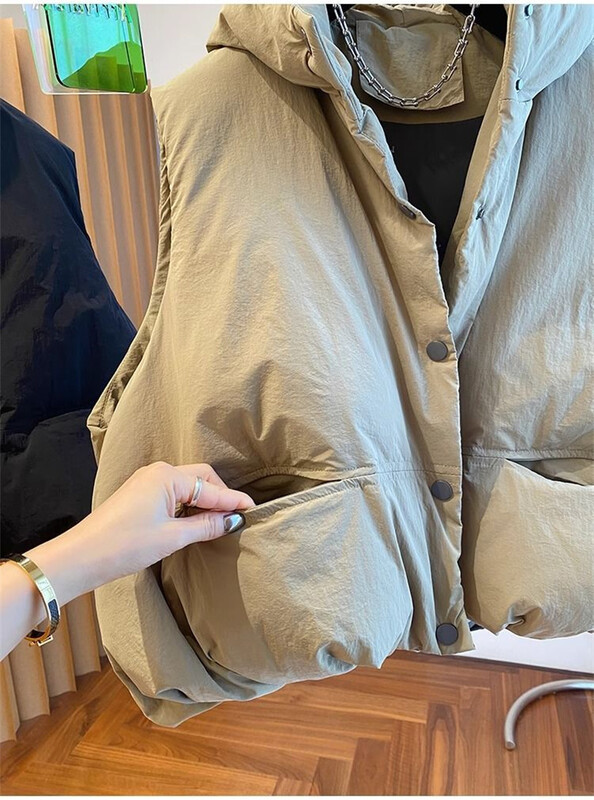 2024. aasta uus korea vest, puhvis jope Naiste talvesoojad vestid, naiste kaelus, moodne sulemantel, naiste lahtine ülisuur ülemõõt