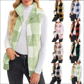 2023 m. naujo stiliaus moteriškas pledas, pastorintas dvipusis vilnonis megztinis, liemenė, stovi apykakle, berankovė švarkas Europos mados