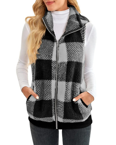 2023 m. naujo stiliaus moteriškas pledas, pastorintas dvipusis vilnonis megztinis, liemenė, stovi apykakle, berankovė švarkas Europos mados