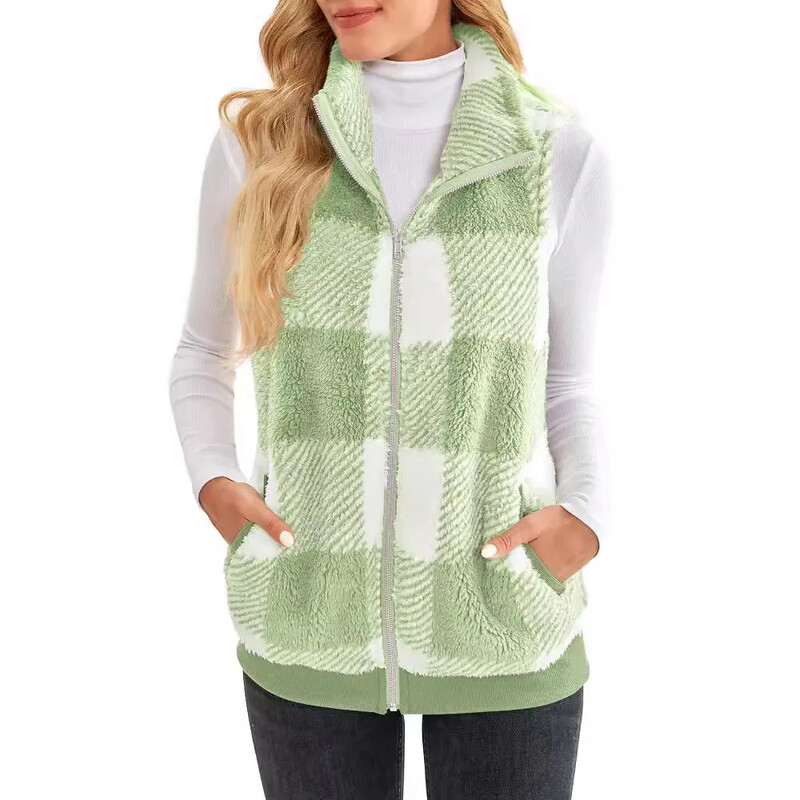 2023 m. naujo stiliaus moteriškas pledas, pastorintas dvipusis vilnonis megztinis, liemenė, stovi apykakle, berankovė švarkas Europos mados