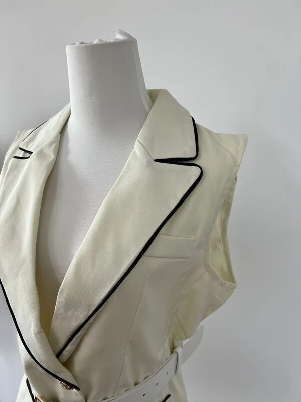 Koreai divat, fehér öltöny mellény Női ruházat Őszi új csúcskategóriás ingázó derék karcsúsító ujjatlan kabát női felsők