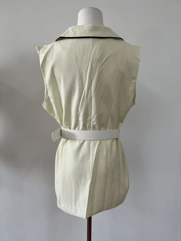 Koreai divat, fehér öltöny mellény Női ruházat Őszi új csúcskategóriás ingázó derék karcsúsító ujjatlan kabát női felsők