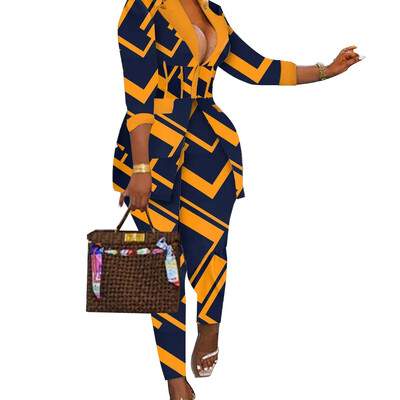 Szexi, kétrészes női öltöny, blézer és nadrág szett, mintás, hosszú ujjú kabátok és nadrágok Utcai ruházat, női, ősz, tél 2023