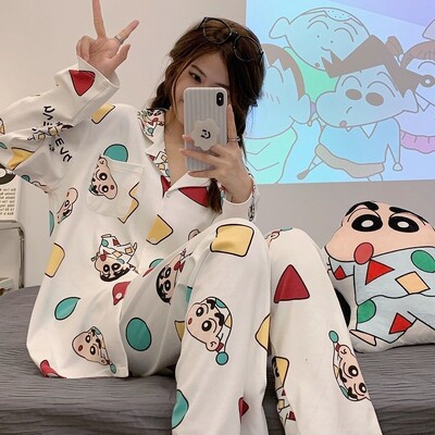 Naiste jääsiidist pikkade varrukatega pidžaamad kodurõivad Naiste Korea versioon suurest õhukesest siidist mugavatest naisterõivastest Ms.