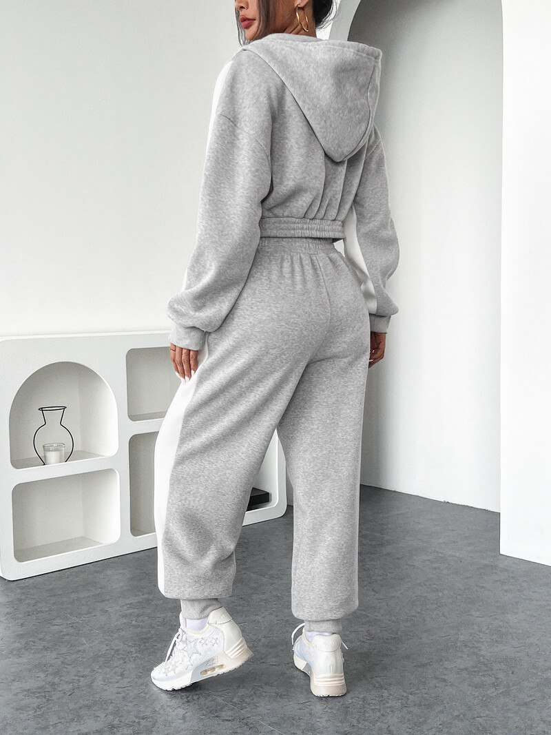 Nadrággarnitúrák Női 2 részes Új divat Őszi Téli Szilárd hosszú ujjú Alkalmi felső női öltöny Kétrészes szett Női Outfit