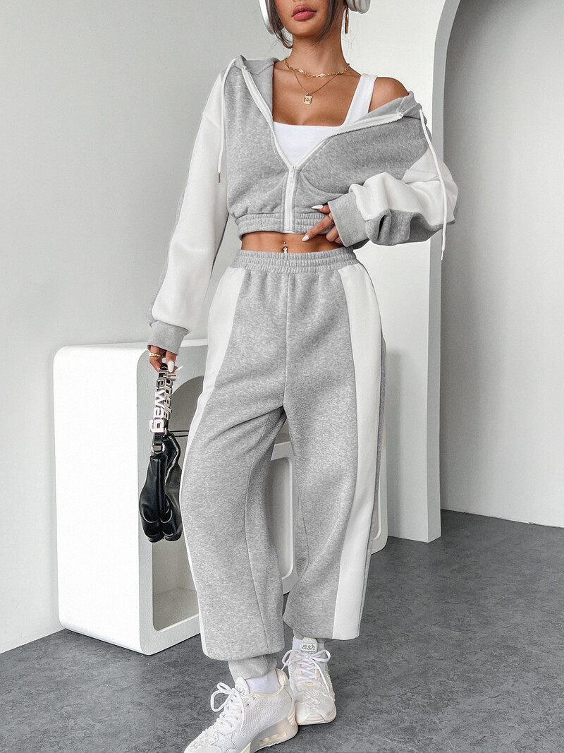 Nadrággarnitúrák Női 2 részes Új divat Őszi Téli Szilárd hosszú ujjú Alkalmi felső női öltöny Kétrészes szett Női Outfit