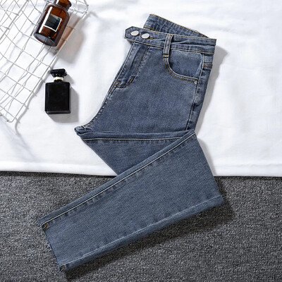 2023 m. naujo stiliaus moteriški džinsai – itin aukštu liemeniu, liekninantys, elastingi devynių stulpelių madingi, laisvalaikio ir patogios mados