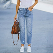 Stretch női farmer 2023 divatos kék magas derék hasított alkalmi divat utcai viselet farmer ceruza nadrág