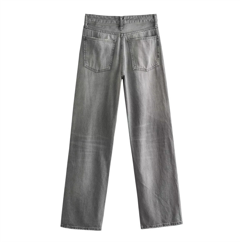 TRAF női alkalmi retro sokoldalú egyenes láb széles szár derékközép hosszú fazon téli új divat karcsúsító farmer