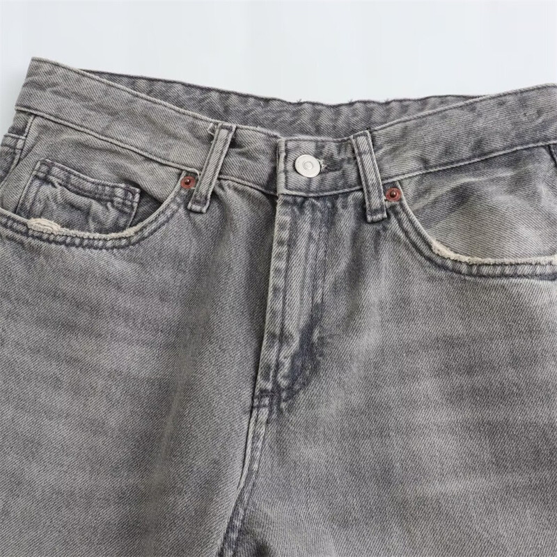 TRAF női alkalmi retro sokoldalú egyenes láb széles szár derékközép hosszú fazon téli új divat karcsúsító farmer