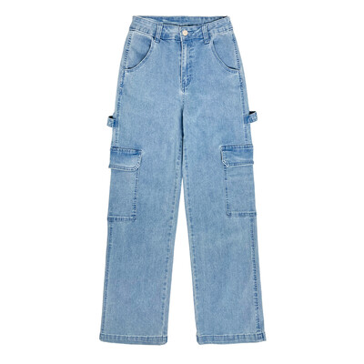 Moteriški vienspalviai mėlyni džinsiniai kombinezonai, vintažinio stiliaus, stilingi kišeniniai gatvės stiliaus džinsai, tamprūs patogūs moteriški džinsai