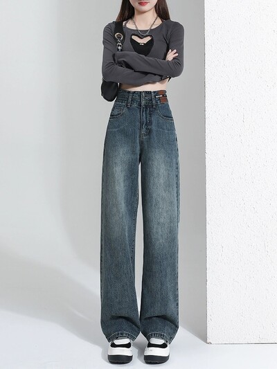 Laia säärega Retro Denim Teksad Püksid Naiste Suvine Õhuke Stiil Kõrge Vöökoht Pikad Püksid Täispikad Püksid Naiste riided