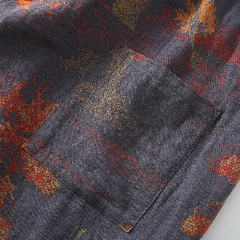 Vyriški rūbai kambariui Medvilniniai kimono pižamos chalatai pavasariui su žakardine spauda Namų drabužiai Vidutinio ilgio, didelio dydžio, kvėpuojantis chalatas