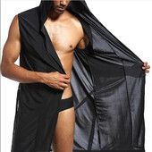 Vīriešu peldmētelis ar kapuci sieta zīda caurspīdīgs bezpiedurkņu dvielis, garš vannas halāts, kapuci Naktskrekli naktskrekli, brīvi ikdienišķi miega topi