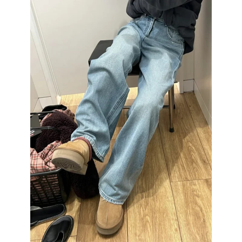 Uued suvised kõrge vöökohaga õhukesed teksad Naiste täispikk laia säärega teksapüksid mood Y2K roheline Sinine lahtised püksid ZMZBCH