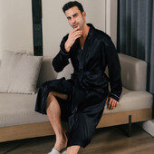Pižama vyriška pavasario ir rudens šilko plono stiliaus negabaritinė pižama ilgomis rankovėmis chalatai lediniai šilko chalatai namų drabužiai vasarai