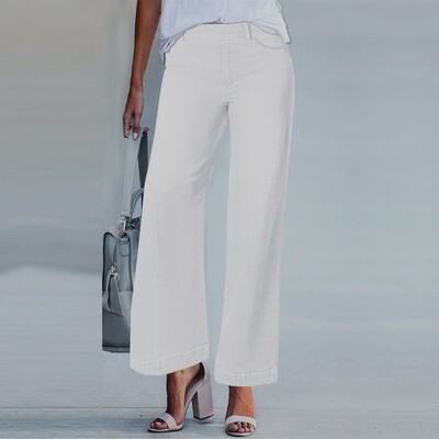 Új széles szárú farmernadrág női varrás elöl széles szárú farmer egyszínű alkalmi divat nadrágok Pantalones De Mujer női nadrágok