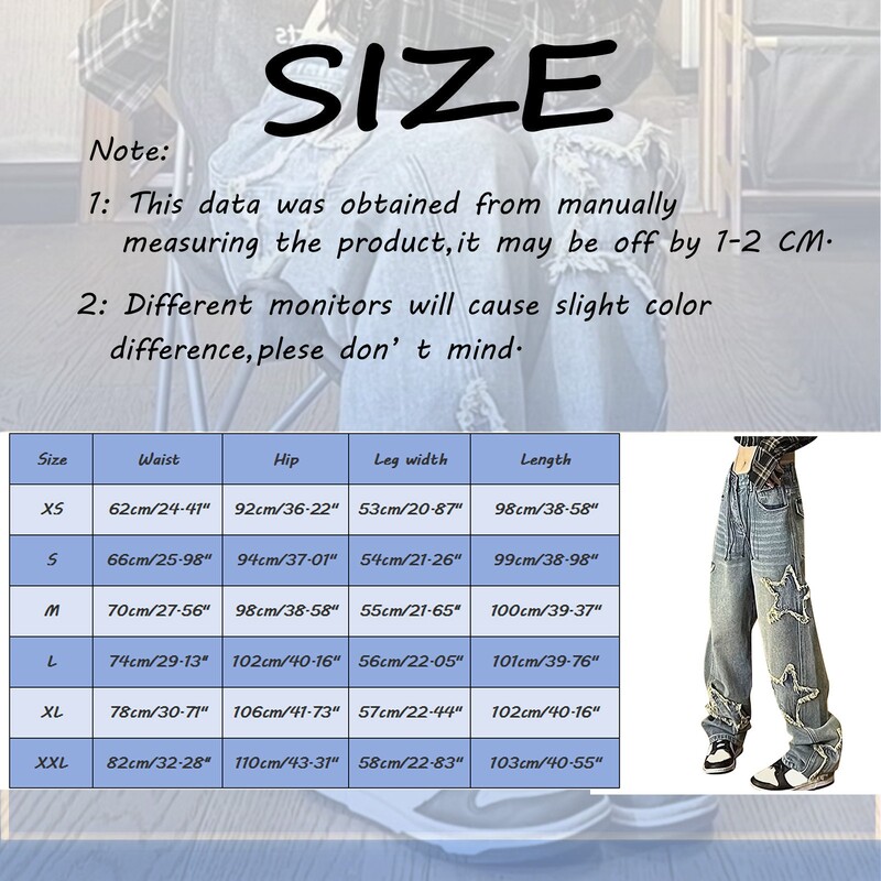 Star Y2k táskás széles lábú farmer Női Vintage utcai ruházat mosott farmer nadrág Grunge Basic Slouchy kék nadrág női őszi farmer