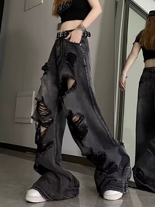Niche Design džinsai, High Street Heavy Industry plačios kelnės, aukščiausios klasės kelnės iki grindų, madingi moteriški džinsai