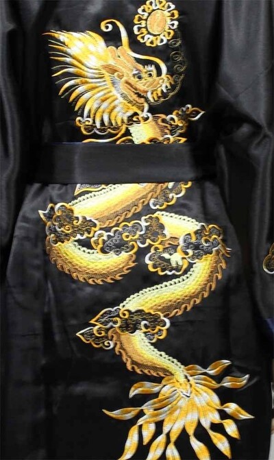 Ķīniešu stila halāts klasisks izšūts pūķis kimono vīrietis mājas apģērbs garš peldmētelis satīna naktskrekls brīvs guļamveļa atpūtas apģērbs