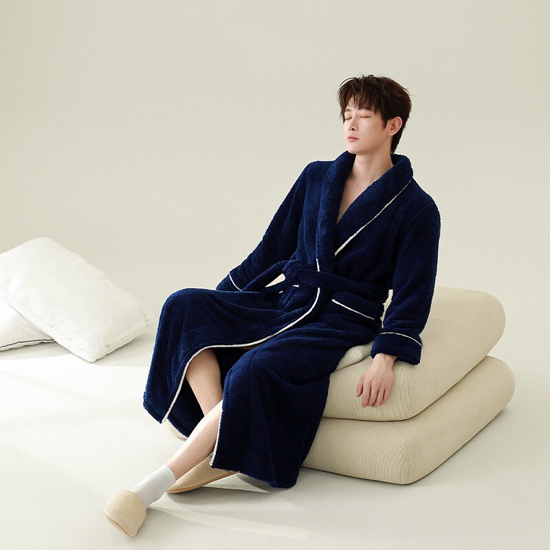 Sügistalvine öösärk kahepoolne samet Love Hotel hommikumantel pluss pikk korall-sametist hommikumantel, mugav mõlemale mehele, naistele