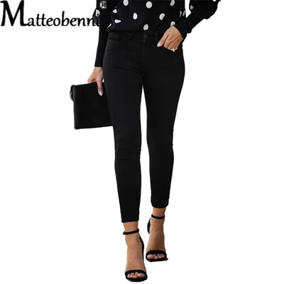 Vintage kõrge vöökohaga pliiats Teksad püksid naistele Tänavarõivad õhukesed naiste teksapüksid, elastsed, kitsamad vabaaja püksid naistele 2024