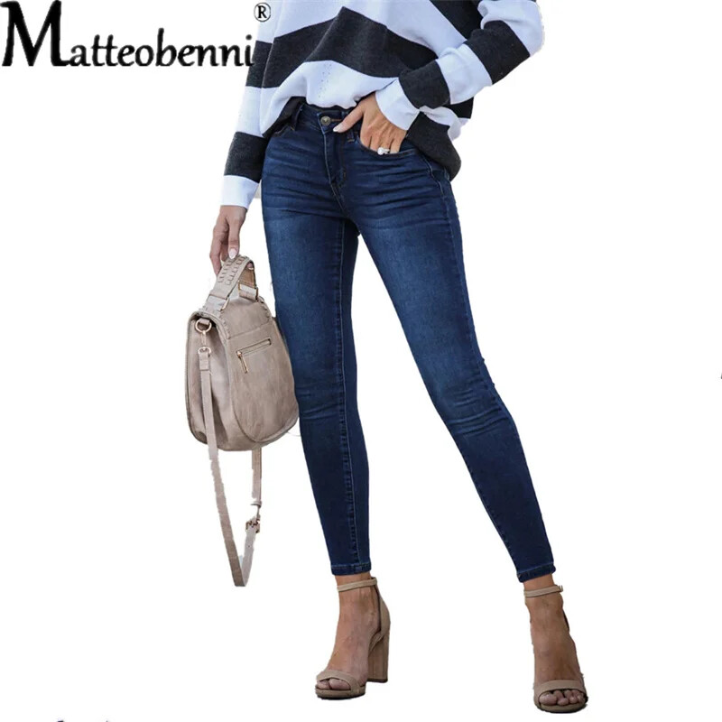 Vintage kõrge vöökohaga pliiats Teksad püksid naistele Tänavarõivad õhukesed naiste teksapüksid, elastsed, kitsamad vabaaja püksid naistele 2024