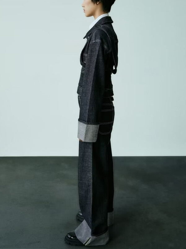 TRAF Moteriški nauji džinsai aukštu juosmeniu Ploni aukštu juosmeniu slenkančios kelnės palaidos džinsai Madingi laisvalaikio džinsai plačiomis kojomis