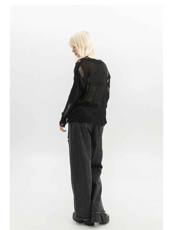 Női ruházat Fekete gótikus farmer 90-es évek Esztétikus Y2k Oversize farmer nadrág Vintage Harajuku Koreai Emo 2000-es évek Szemetes Jean nadrág