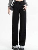 Lányok magas derekú széles szárú farmer Női High Street farmer Egyenes szárú nadrág női retro kék világoskék fekete szürke rózsaszín nadrág