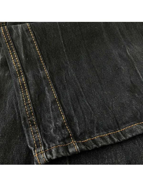 HOUZHOU Grunge Y2k fekete farmer Női táskás Vintage High Street túlméretezett farmer nadrág gótikus gyaru 2000-es évek Acubi divat farmernadrág