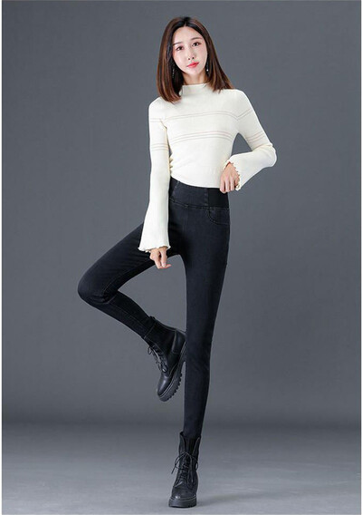 Magas derekú ceruzafarmer női klasszikus vékony alkalmi nagy 38-as farmer nadrág Utcai viselet Pantalones Stretch Wash Vaqueros nadrág