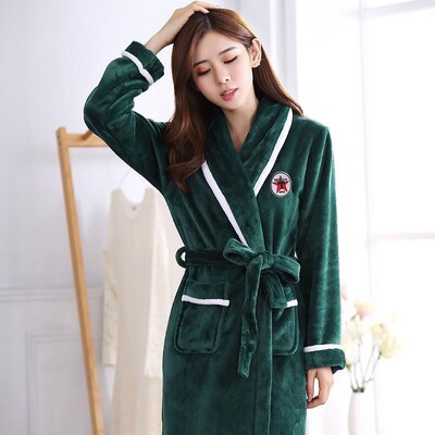 Flaneliniai vyriški naktiniai drabužiai Negligee žiemos koralų vilnos suknelė miegui Namų drabužiai Storas chalatas diržas kišeniniai naktiniai marškiniai