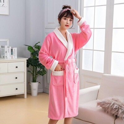 Flaneliniai vyriški naktiniai drabužiai Negligee žiemos koralų vilnos suknelė miegui Namų drabužiai Storas chalatas diržas kišeniniai naktiniai marškiniai