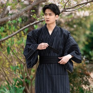 Kimono chalatas vyrams ilgomis rankovėmis medvilnės tradicinė pižama samurajų naktiniai marškiniai Yukata miego chalatas ilgas naktinis marškinys