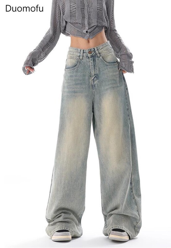 Duomofu rudens nauji vintažiniai laisvi, paprasti laisvalaikio moteriški džinsai amerikietiški klasikiniai aukšto juosmens ploni madingi S-XL moteriški džinsai
